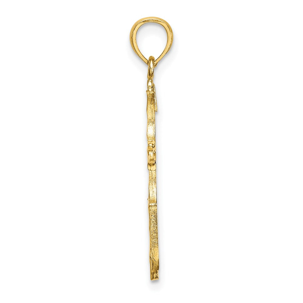 14K Gelbgold Diamantiert Kreuz Charm