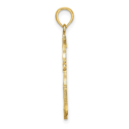 14K Gelbgold Diamantiert Kreuz Charm