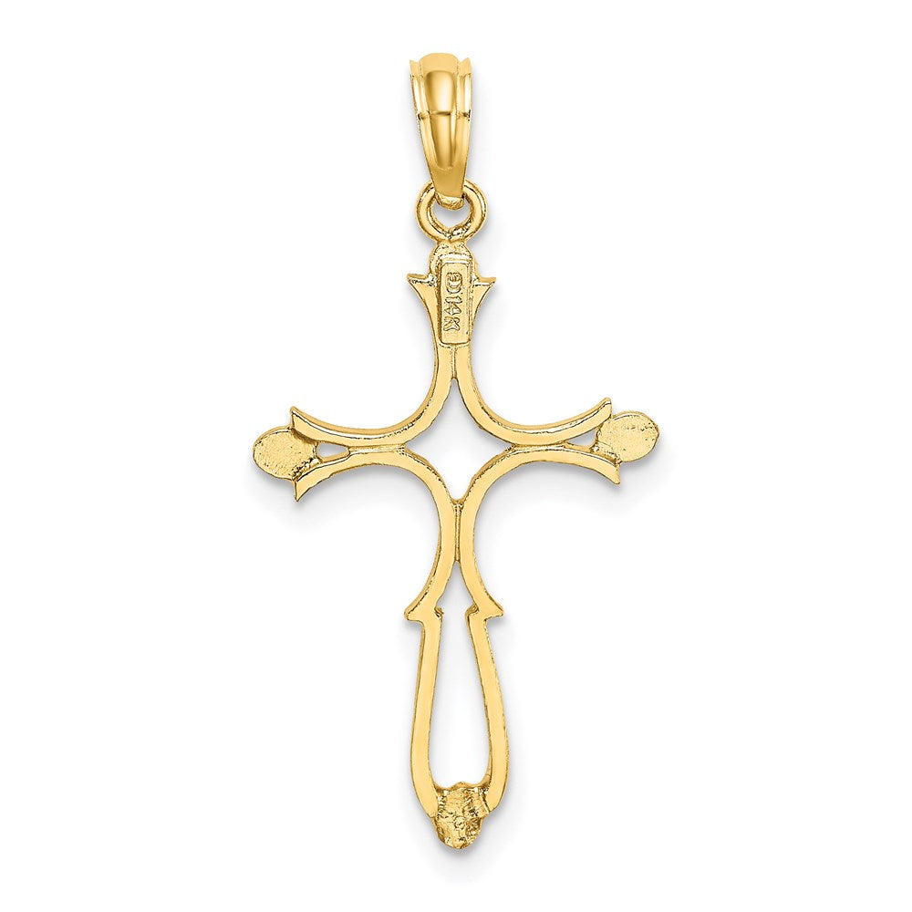 14K Gelbgold Diamantiert Kreuz Charm