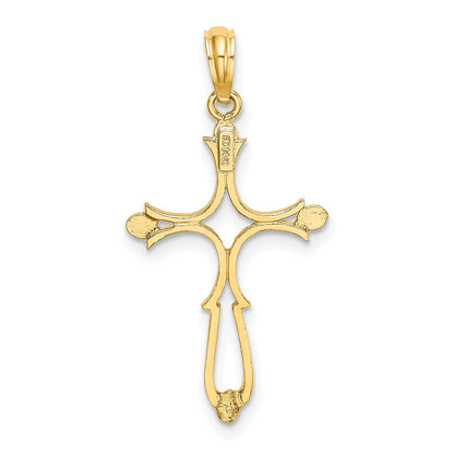 14K Gelbgold Diamantiert Kreuz Charm