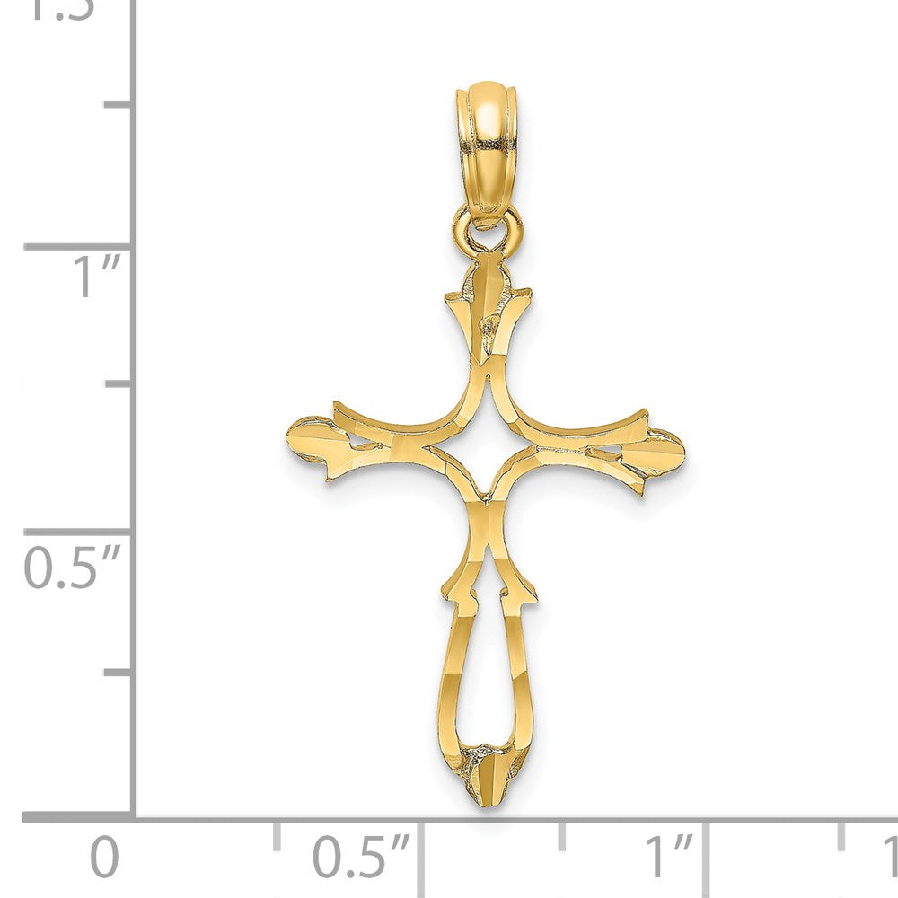 14K Gelbgold Diamantiert Kreuz Charm