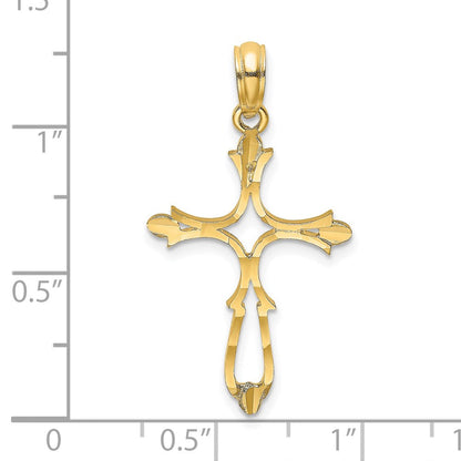 14K Gelbgold Diamantiert Kreuz Charm