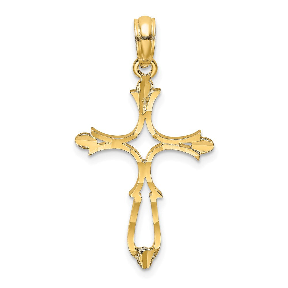 14K Gelbgold Diamantiert Kreuz Charm