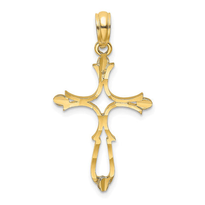 14K Gelbgold Diamantiert Kreuz Charm