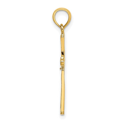 14K Gelbgold Poliert mit X Mittig Kreuz Charm