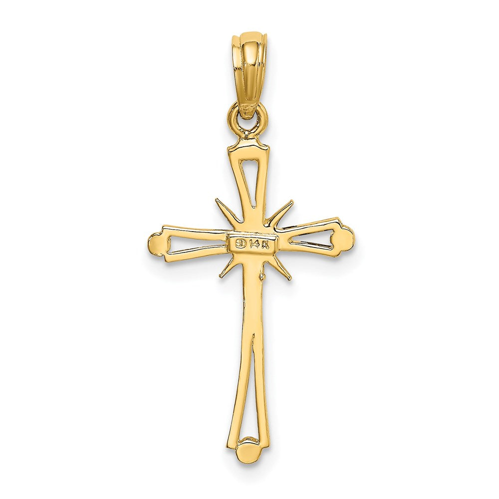 14K Gelbgold Poliert mit X Mittig Kreuz Charm