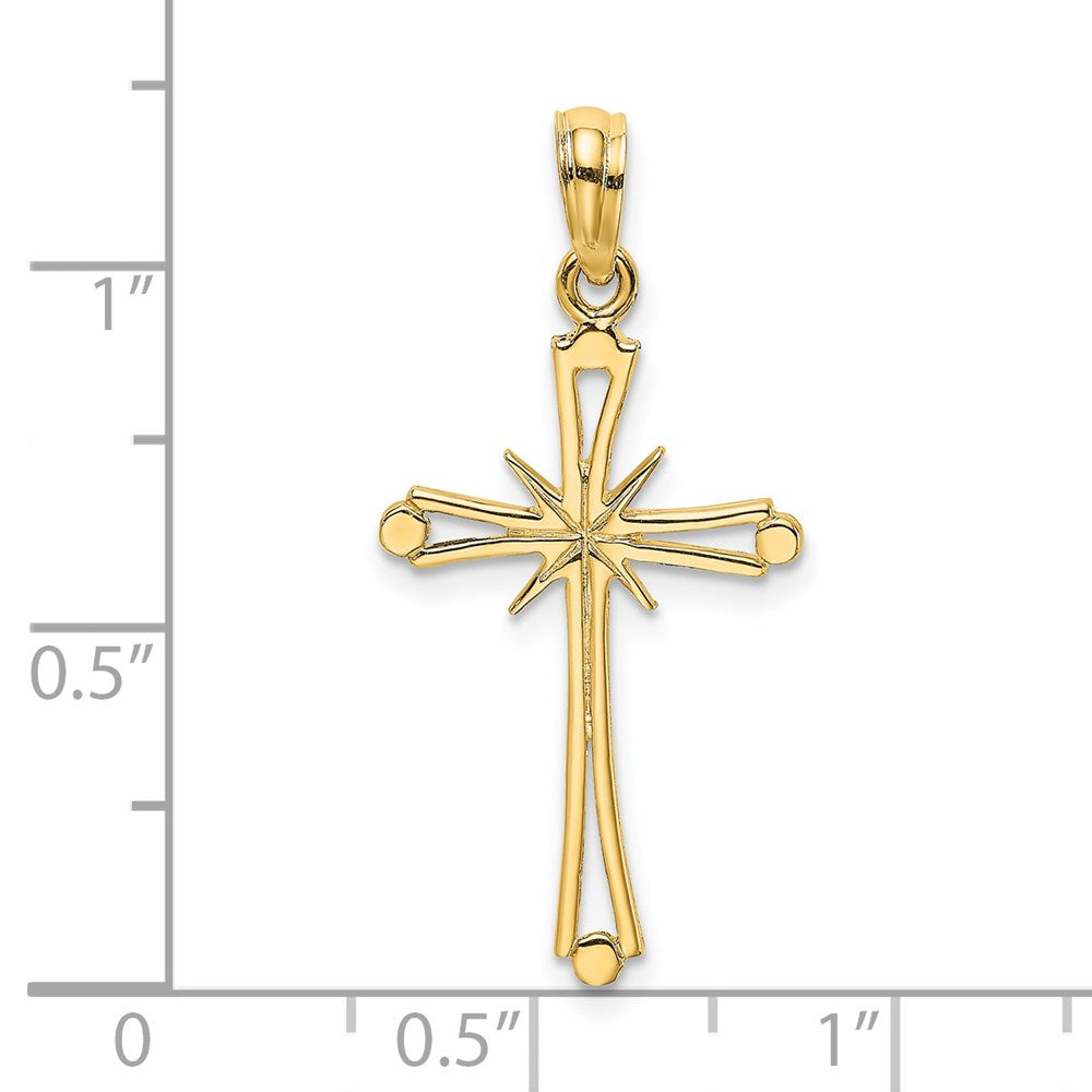 14K Gelbgold Poliert mit X Mittig Kreuz Charm
