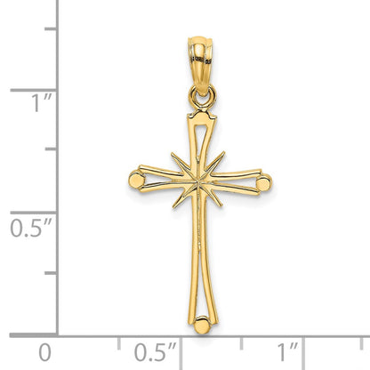 14K Gelbgold Poliert mit X Mittig Kreuz Charm