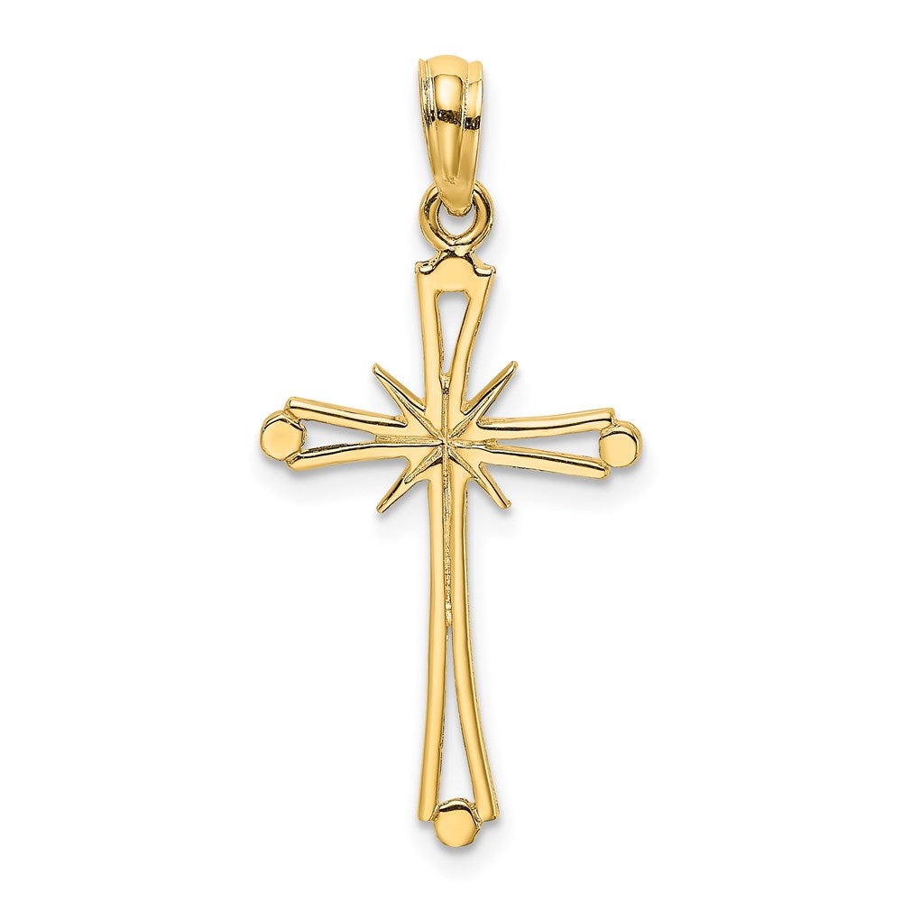 14K Gelbgold Poliert mit X Mittig Kreuz Charm