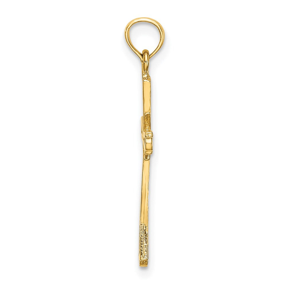 14K Gelbgold Diamantiert mit X-center auf Kreuz Charm