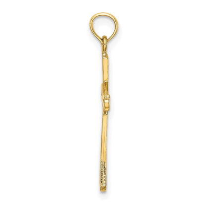14K Gelbgold Diamantiert mit X-center auf Kreuz Charm