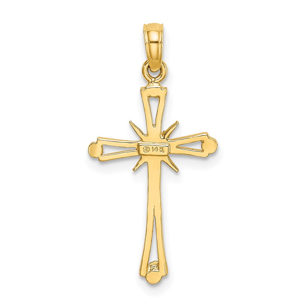 14K Gelbgold Diamantiert mit X-center auf Kreuz Charm