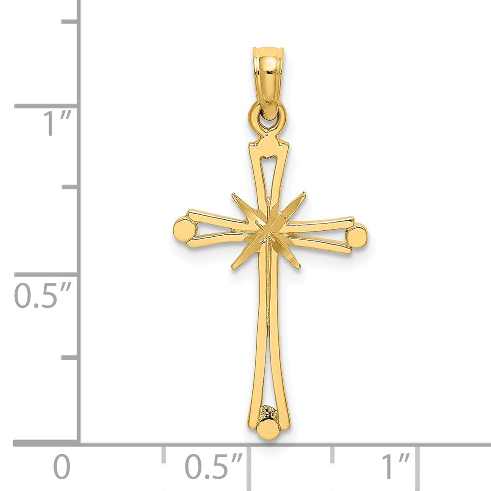 14K Gelbgold Diamantiert mit X-center auf Kreuz Charm