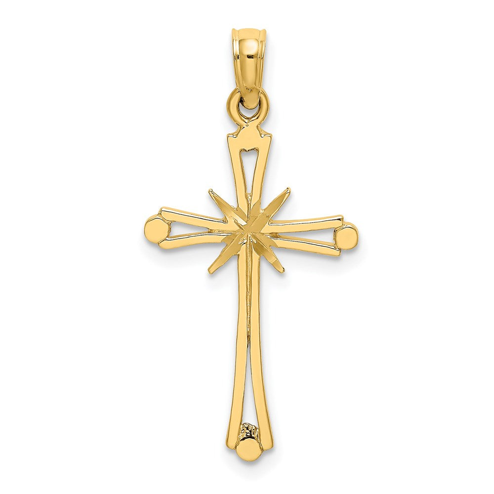 14K Gelbgold Diamantiert mit X-center auf Kreuz Charm