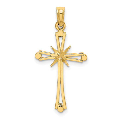 14K Gelbgold Diamantiert mit X-center auf Kreuz Charm