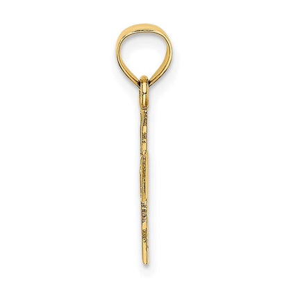 14K Gelbgold Poliert und Strukturiert Kreuz Charm