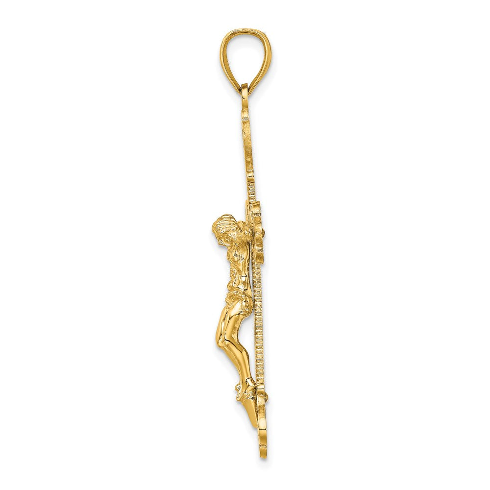 14K Gelbgold Kruzifix-Charm mit Gravur