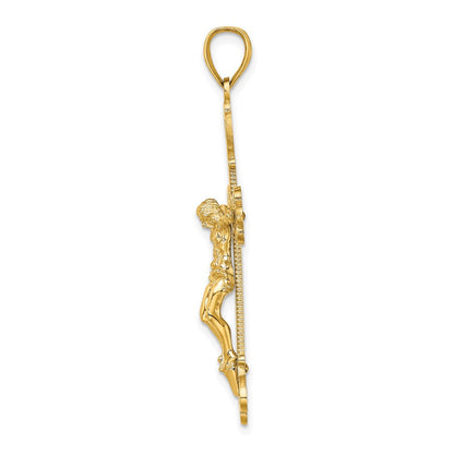 14K Gelbgold Kruzifix-Charm mit Gravur