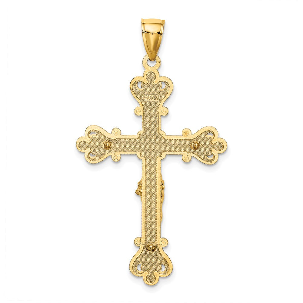 14K Gelbgold Kruzifix-Charm mit Gravur