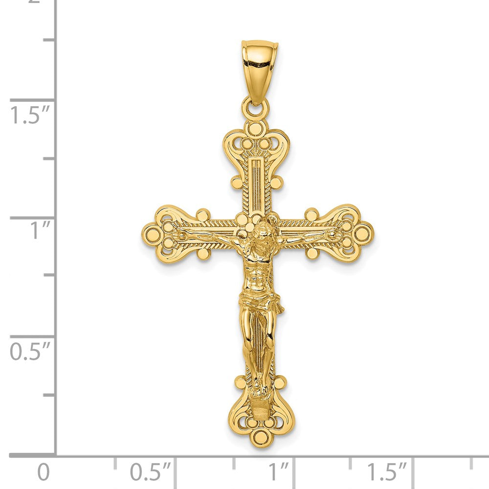 14K Gelbgold Kruzifix-Charm mit Gravur