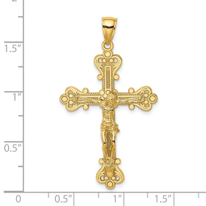 14K Gelbgold Kruzifix-Charm mit Gravur
