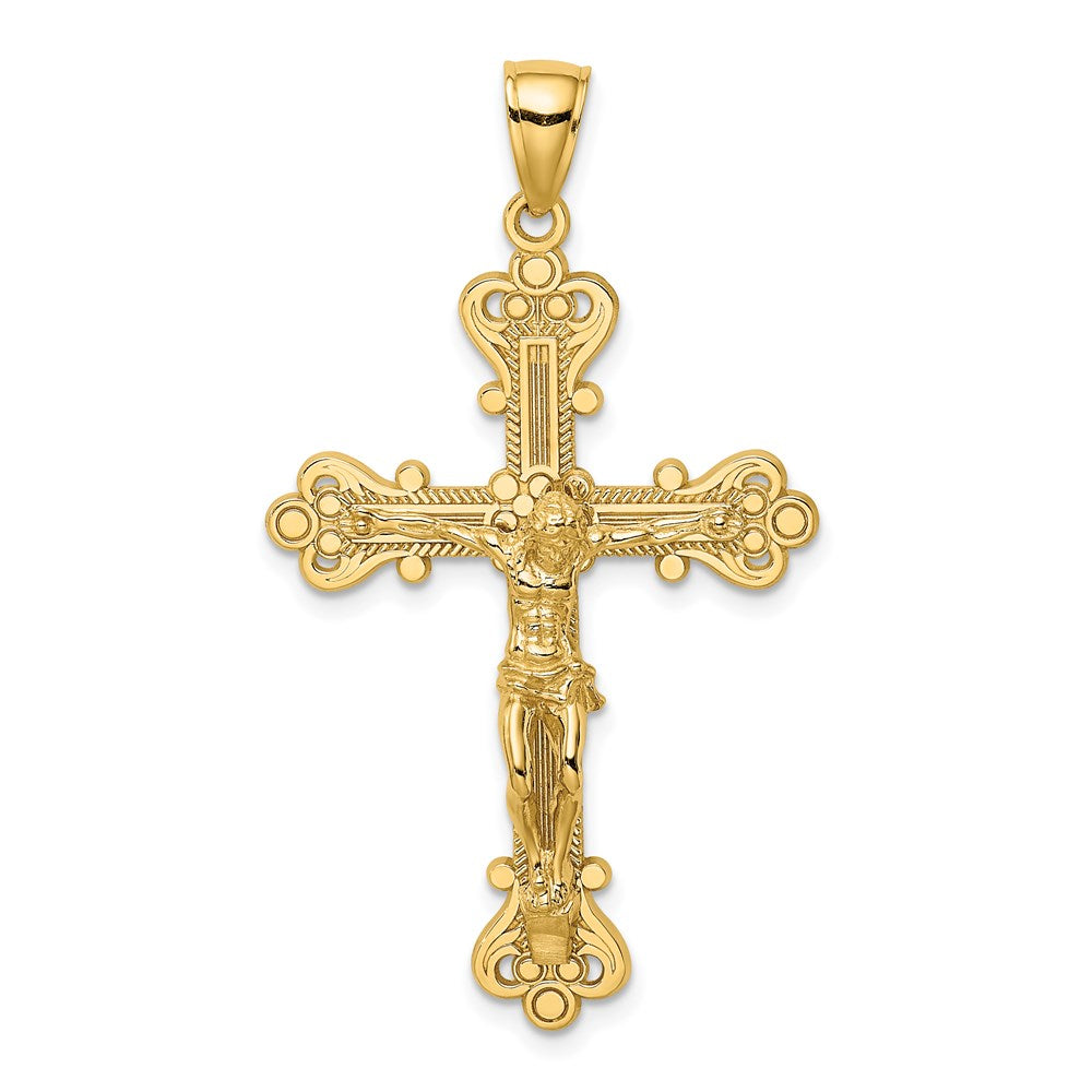 14K Gelbgold Kruzifix-Charm mit Gravur