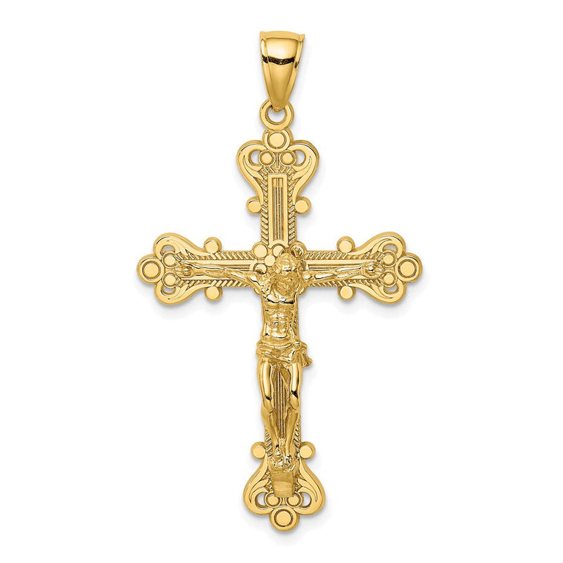 14K Gelbgold Kruzifix-Charm mit Gravur