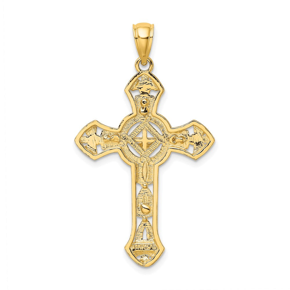 14K Gelbgold Kruzifix mit Pfeil-Charm, strukturiert