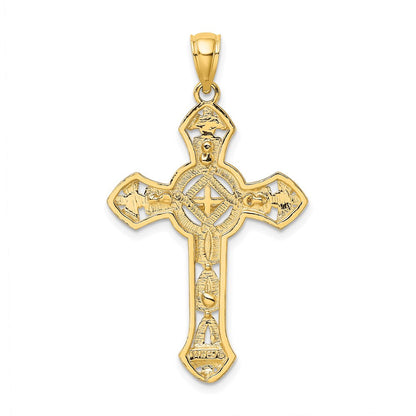 14K Gelbgold Kruzifix mit Pfeil-Charm, strukturiert