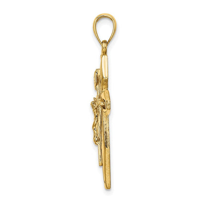 14K Gelbgold Poliertes Kruzifix-Charm