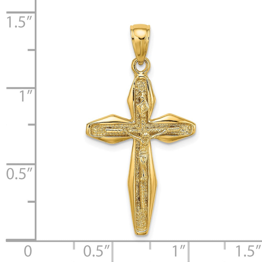 14K Gelbgold Poliertes Kruzifix-Charm