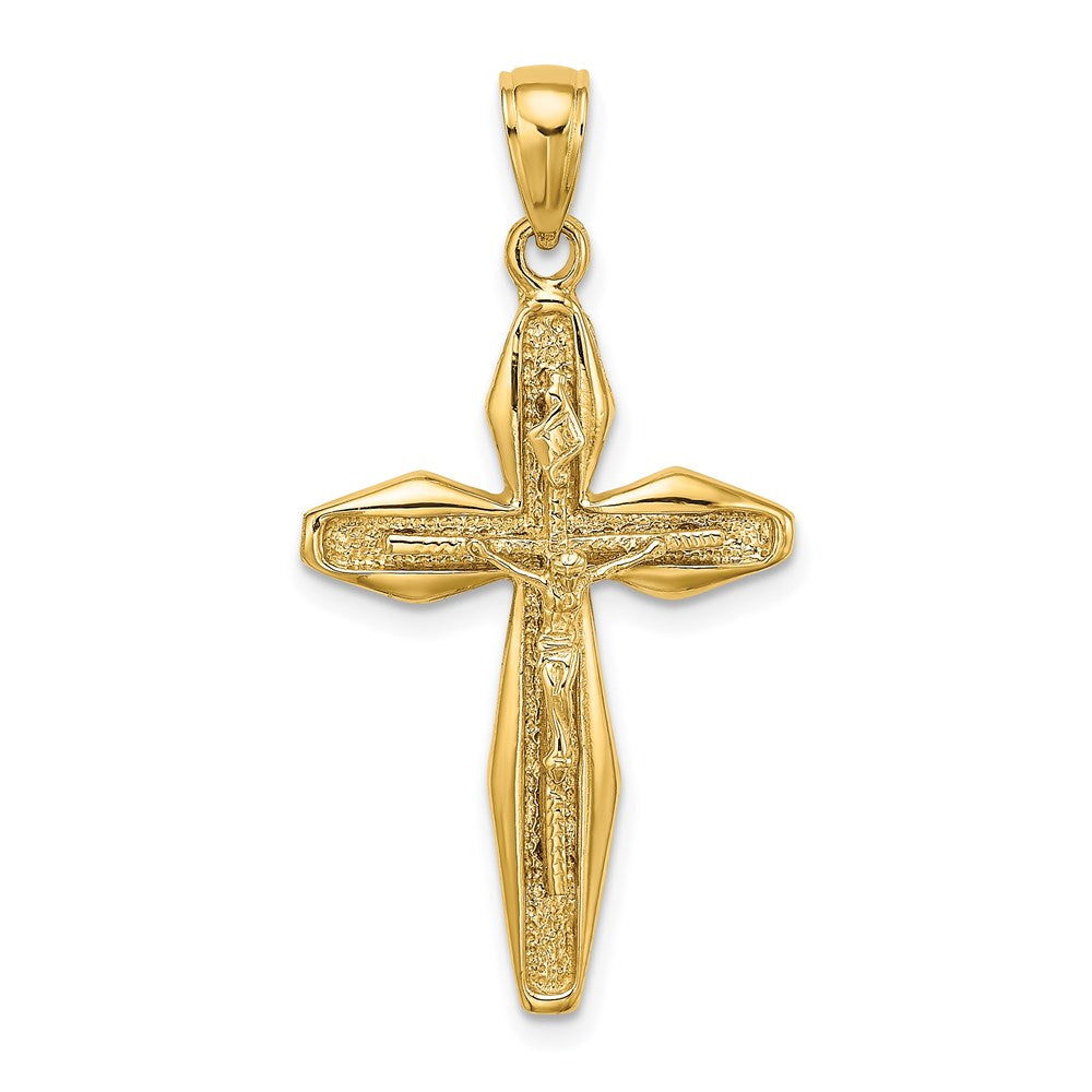 14K Gelbgold Poliertes Kruzifix-Charm