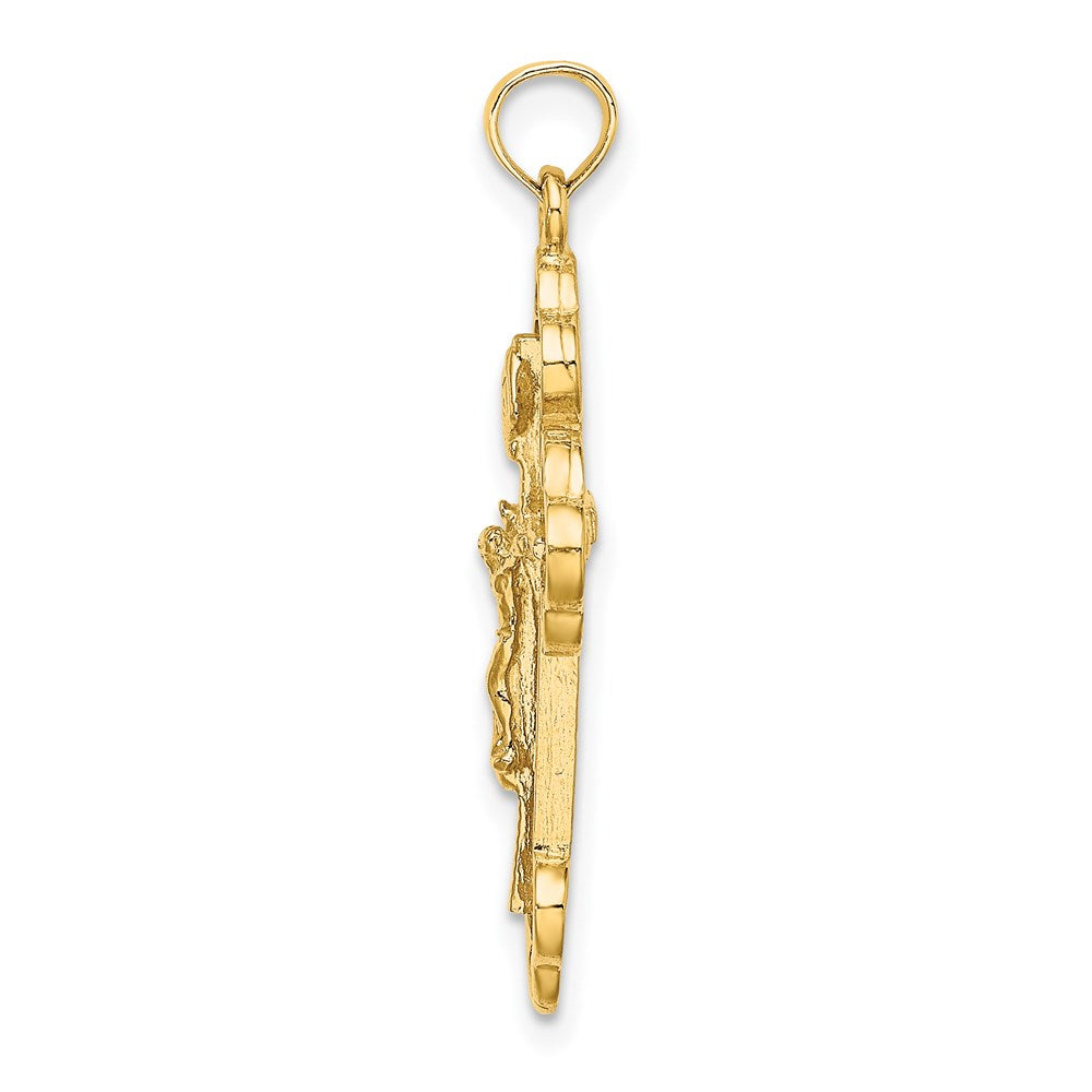Charm Kruzifix mit Kleeblattenden aus 14K Gelbgold