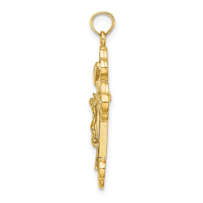 Charm Kruzifix mit Kleeblattenden aus 14K Gelbgold