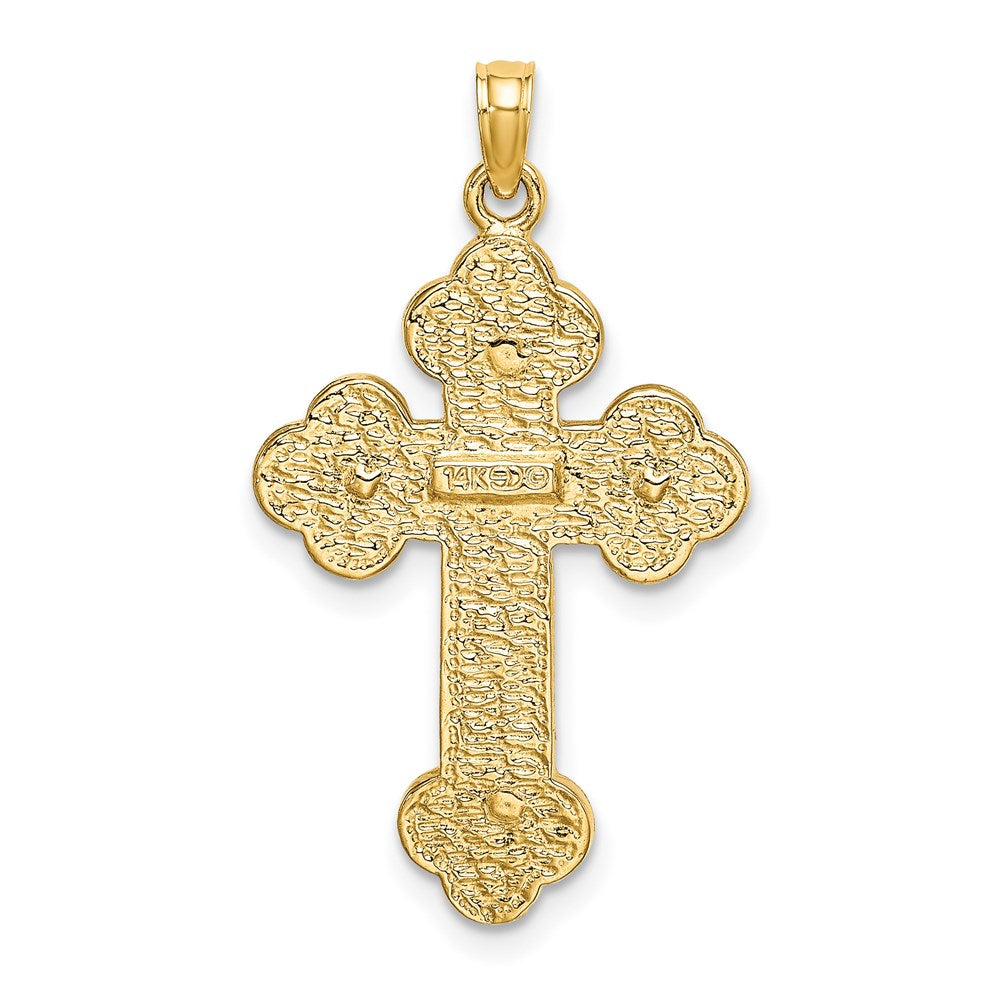 Charm Kruzifix mit Kleeblattenden aus 14K Gelbgold