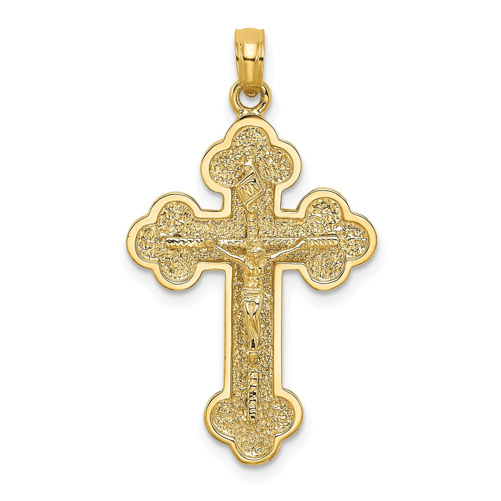 Charm Kruzifix mit Kleeblattenden aus 14K Gelbgold