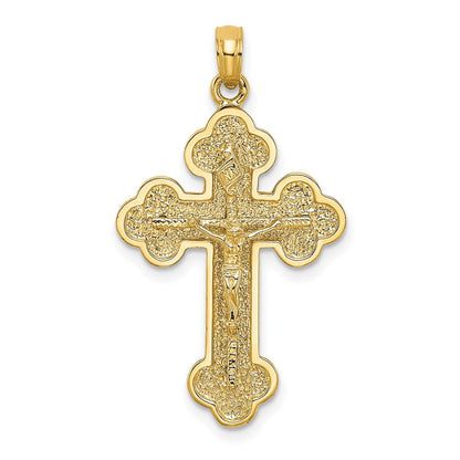 Charm Kruzifix mit Kleeblattenden aus 14K Gelbgold