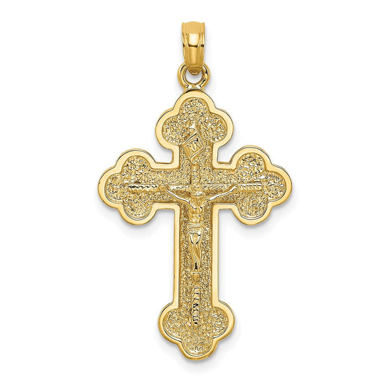 Charm Kruzifix mit Kleeblattenden aus 14K Gelbgold