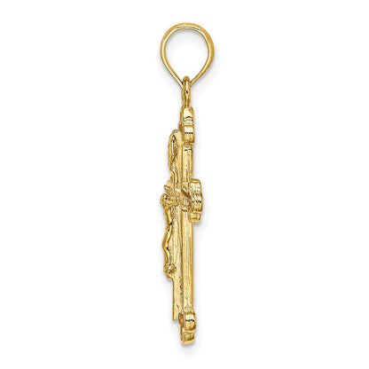 14K Gelbgold Schmales Krucifix-Charm mit Kreuzblütenenden