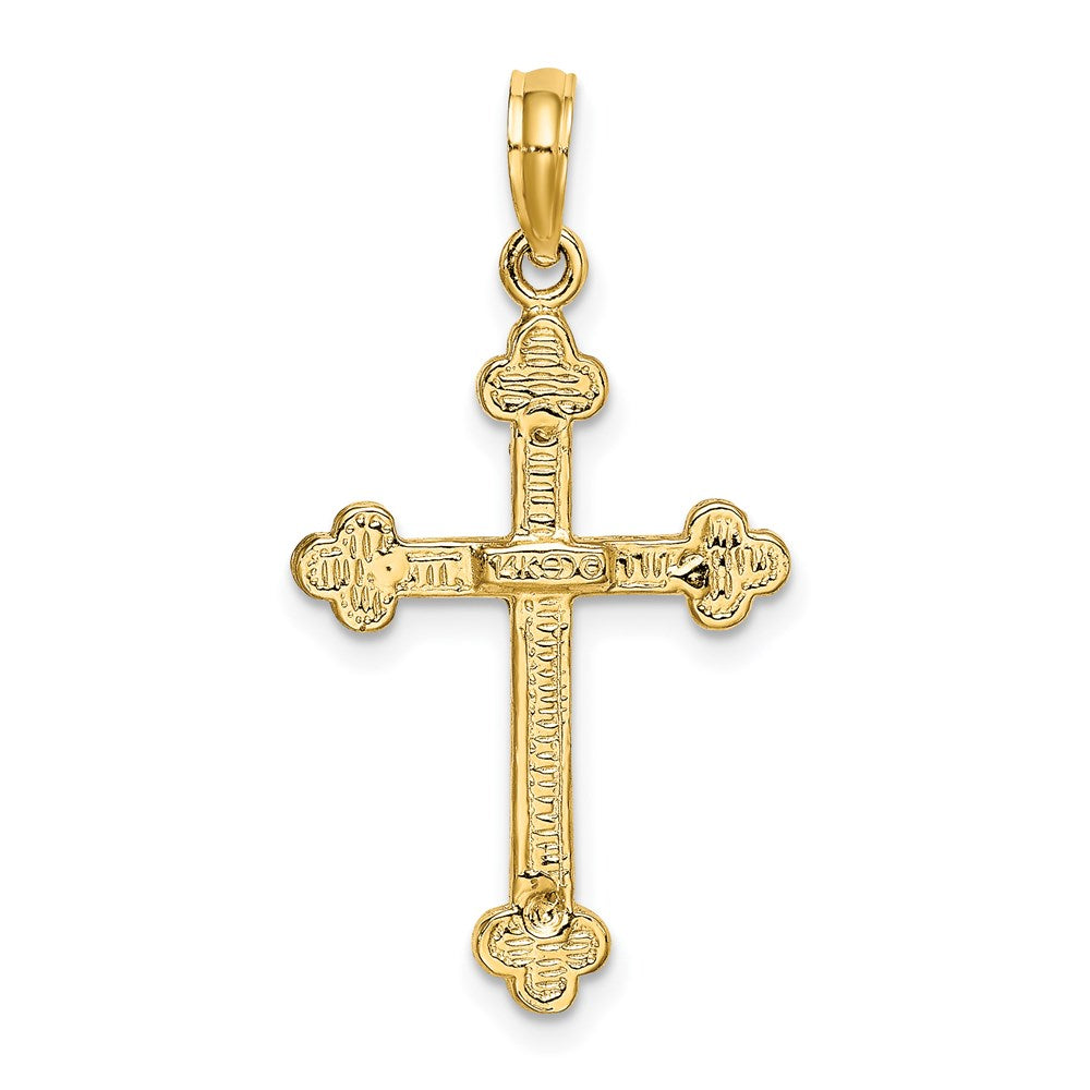 14K Gelbgold Schmales Krucifix-Charm mit Kreuzblütenenden
