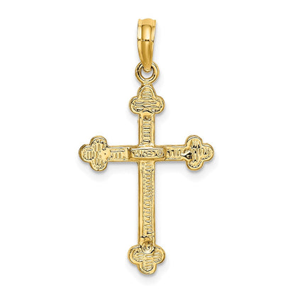 14K Gelbgold Schmales Krucifix-Charm mit Kreuzblütenenden