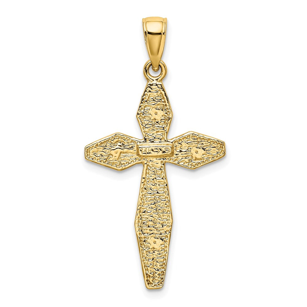 14K Gelbgold Kreuz-Charm, strukturiert