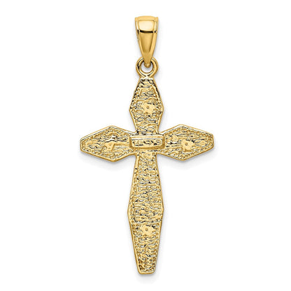14K Gelbgold Kreuz-Charm, strukturiert