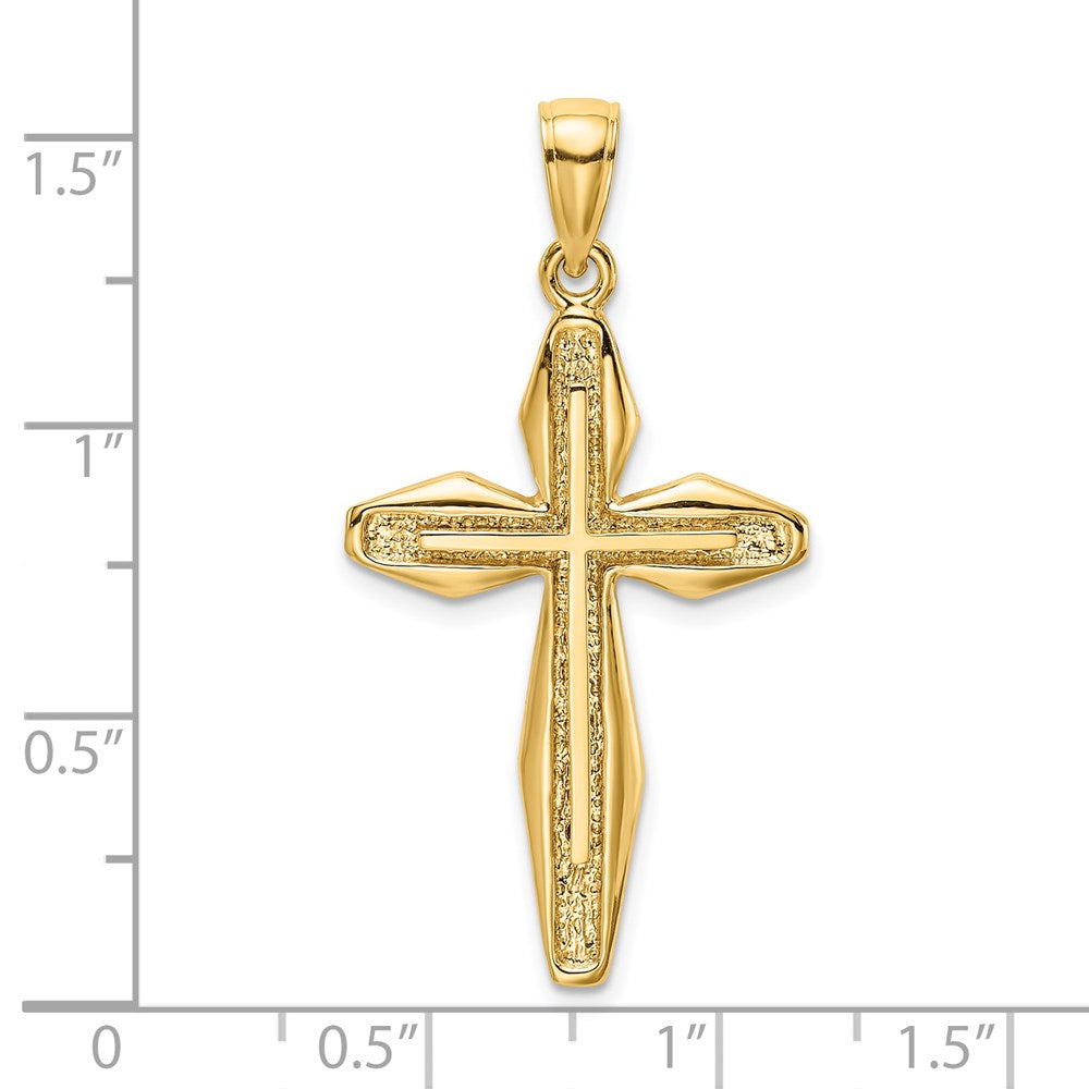 14K Gelbgold Kreuz-Charm, strukturiert