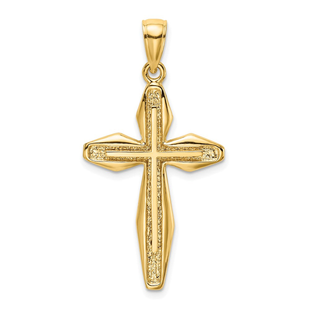 14K Gelbgold Kreuz-Charm, strukturiert
