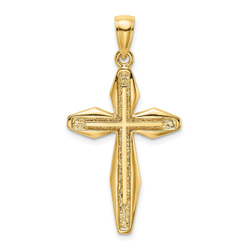 14K Gelbgold Kreuz-Charm, strukturiert