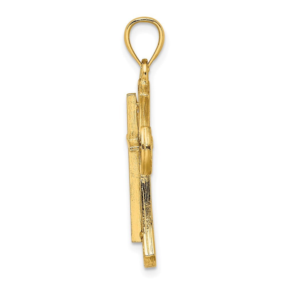 14K Gelbgold Kreuz-Charm mit Ausschnitten und abgerundeten Kanten