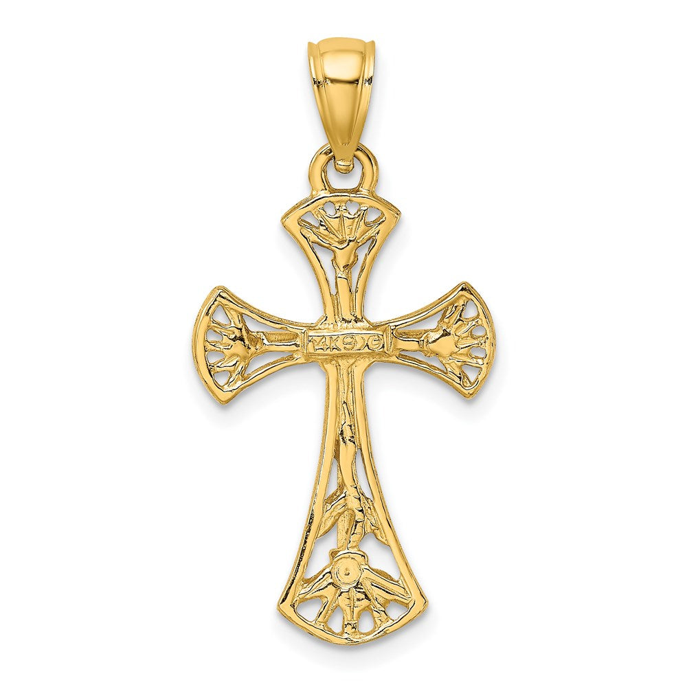 14K Gelbgold Kreuz-Charm mit Ausschnitten und abgerundeten Kanten