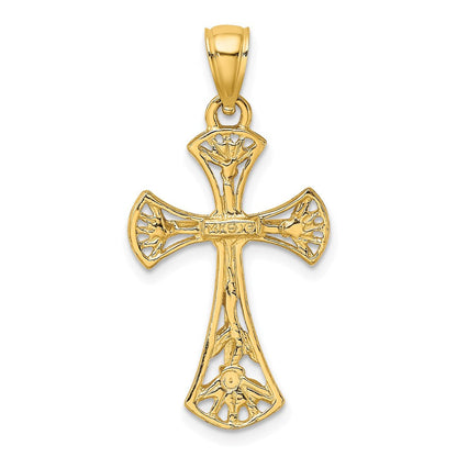 14K Gelbgold Kreuz-Charm mit Ausschnitten und abgerundeten Kanten