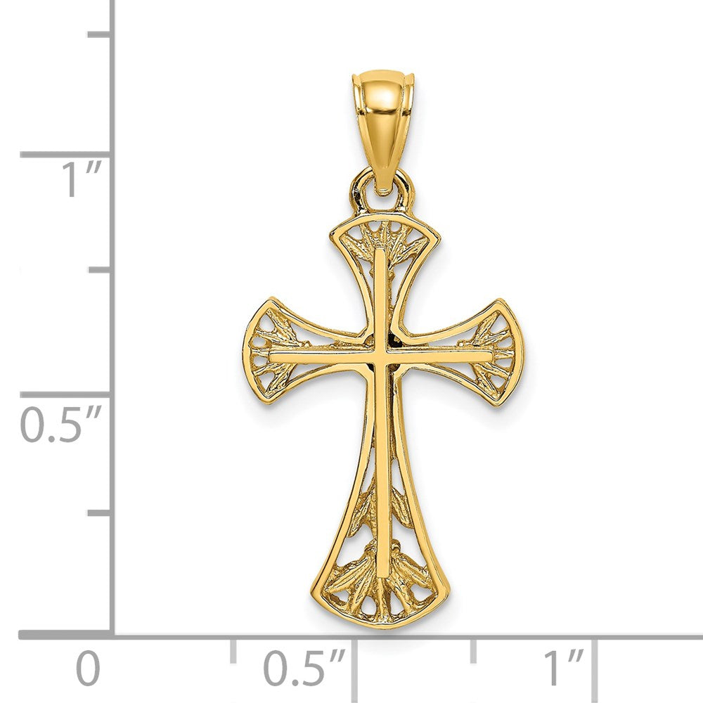 14K Gelbgold Kreuz-Charm mit Ausschnitten und abgerundeten Kanten